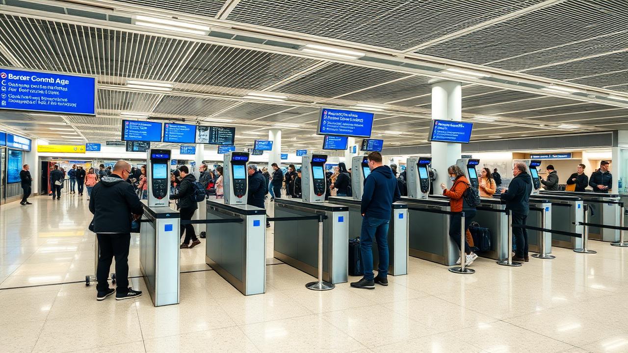 Sas automatiques de contrôle aux frontières dans un aéroport britannique
